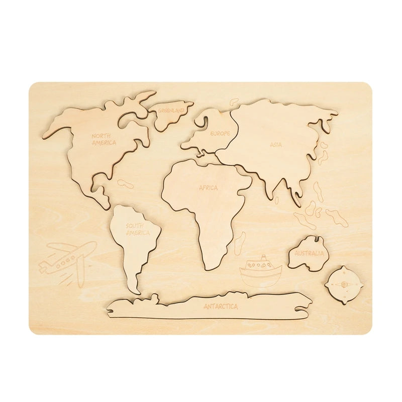 Montessori Seven Continents Wooden Puzzle