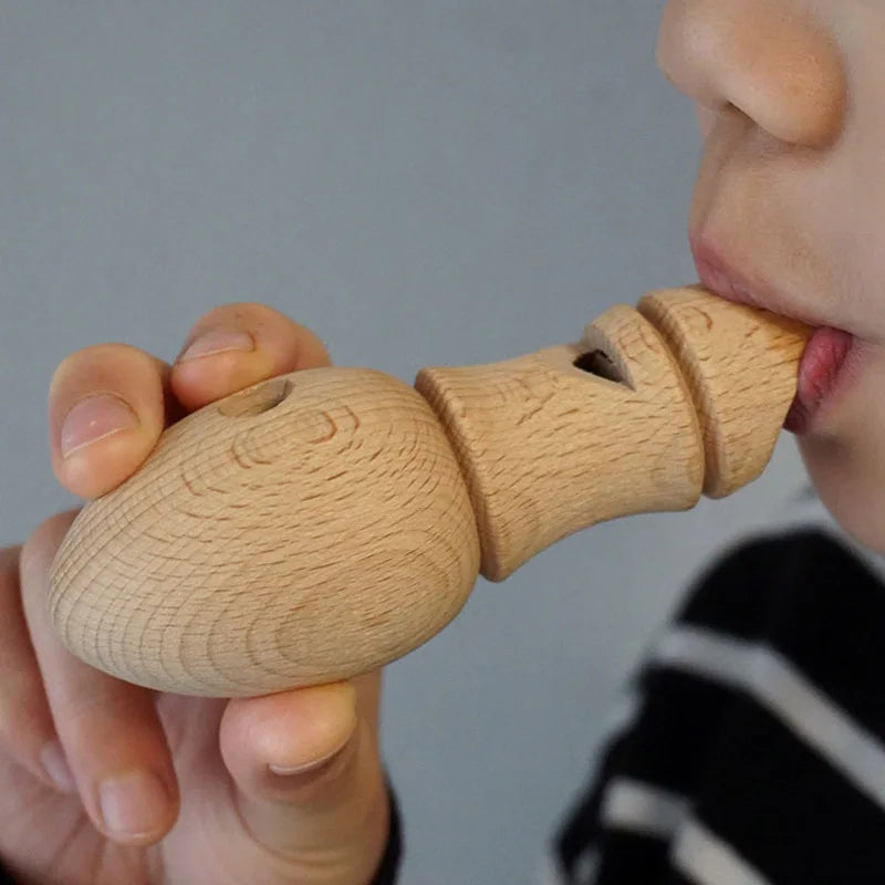 Wooden Train Whistle Bird Call Kids Montessori Musical Toy
