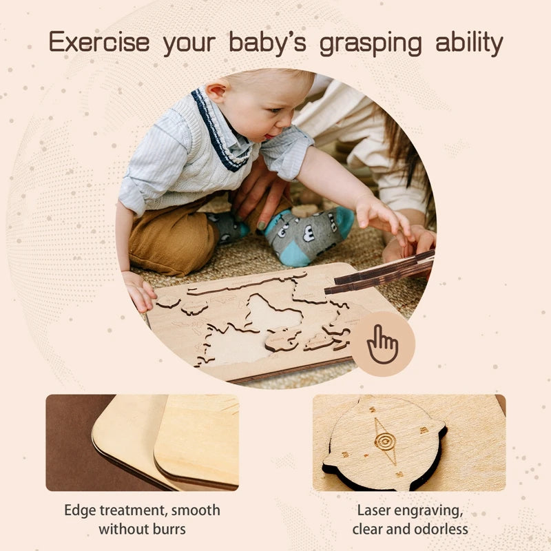 Montessori Seven Continents Wooden Puzzle