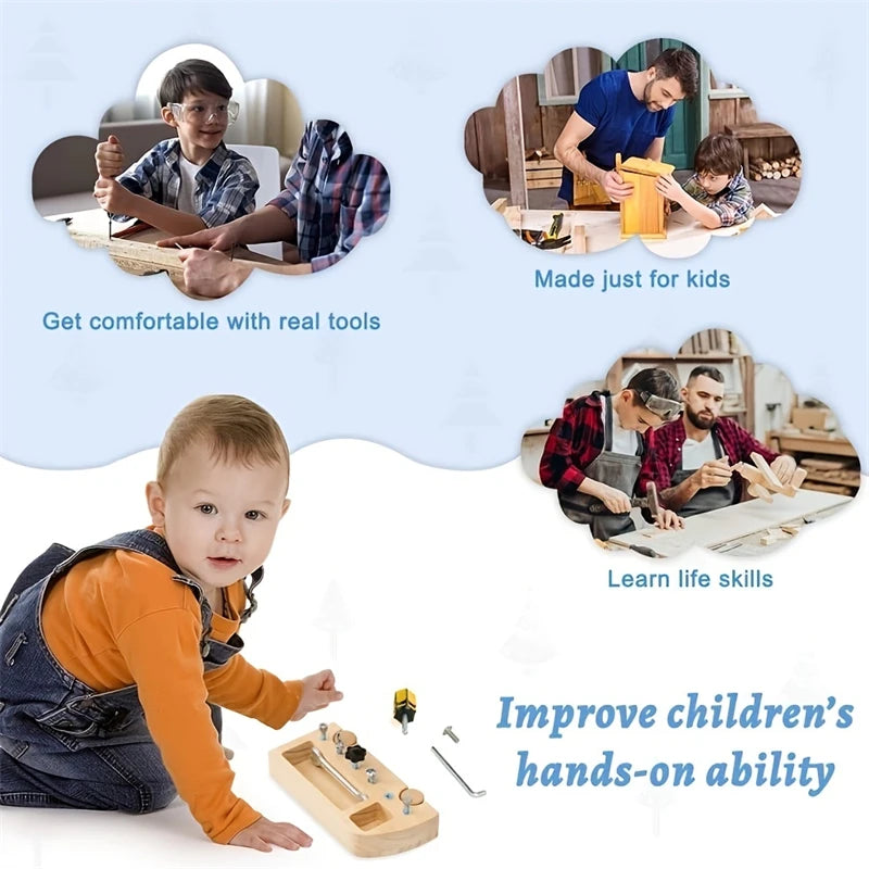 Montessori Bus Screwdriver Motor Skill Development Wooden Sensory Toy For Early Education