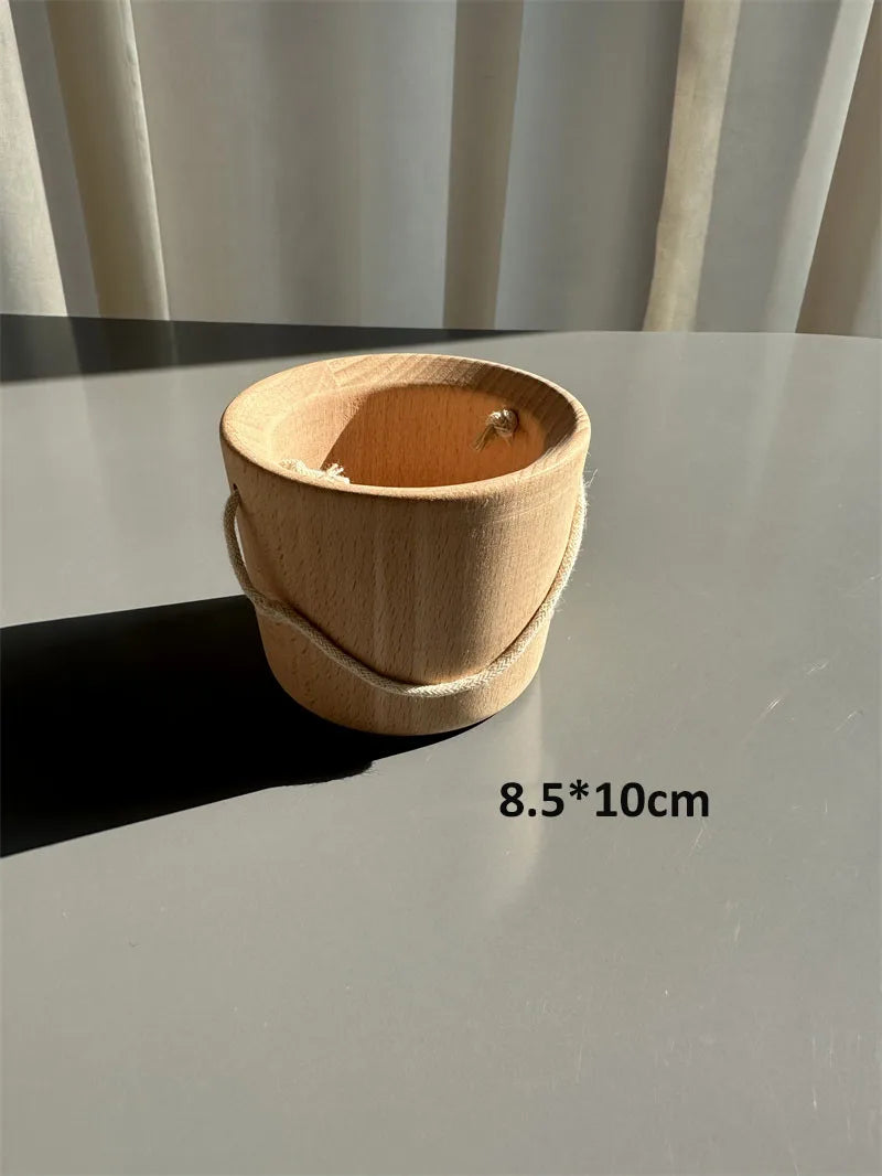 Wood Kitchen Toys Wooden Eggs Unpainted, Kitchen Bowl, Teapot Cups, Toaster, Baguette