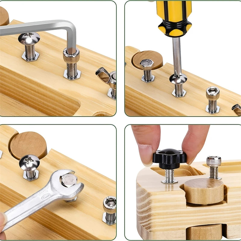 Montessori Bus Screwdriver Motor Skill Development Wooden Sensory Toy For Early Education