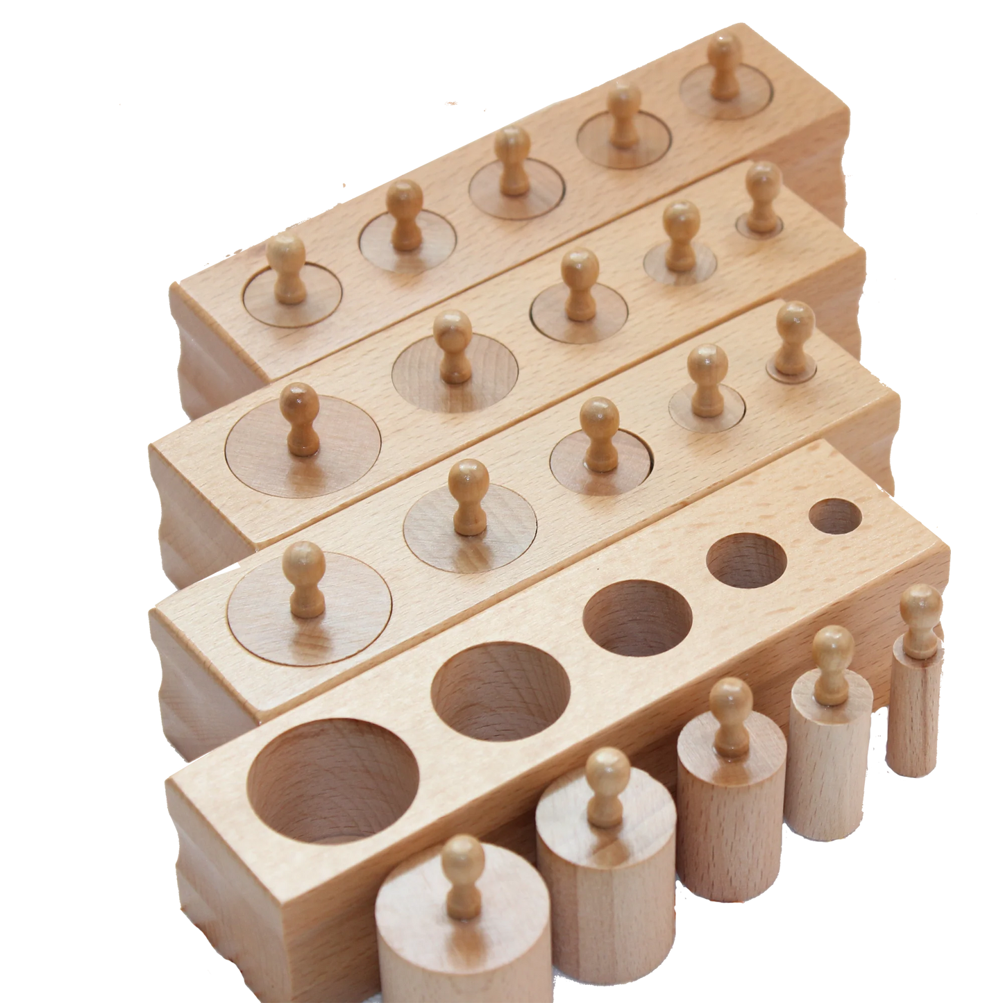 Montessori Wooden Knobbed Cylinder Blocks (Mini Set)