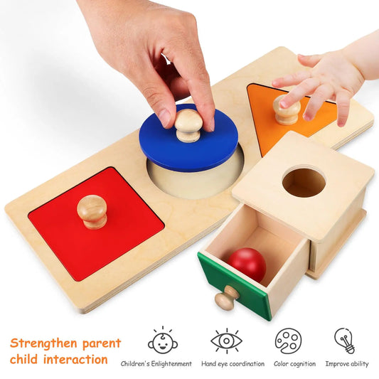 Wooden Montessori Object Permanence Box and Sorting Sensory Kit